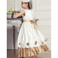 Prix ​​de gros fleur fille net robe longue maxi robe conception enfants longue robe de soirée en mousseline de soie